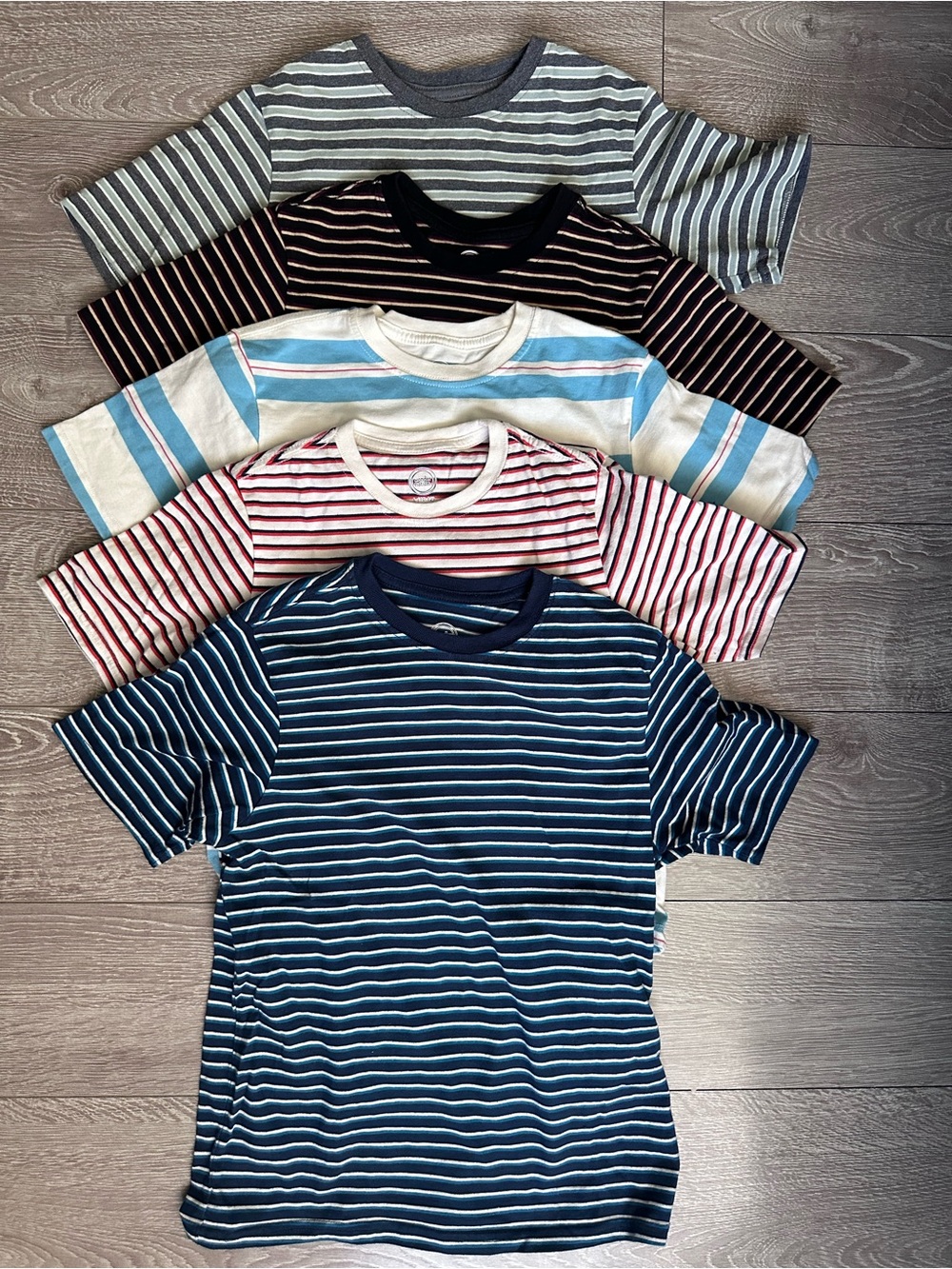 Striped Crewneck Kids T-Shirt Bundle 5 tops